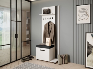 Beautysofa Garderobenschrank Garderobenschrank mit Aufhängern LIVIA (Mit eleganten Kleiderbügeln) mit Verschließbarer Schuhschrank