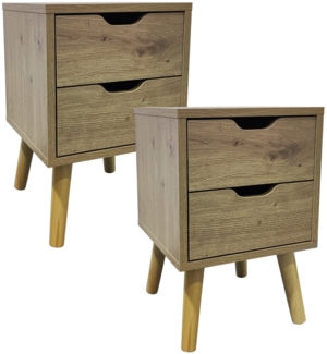 HTI-Living Thekla Artisaneiche Nachttisch 2 Schubladen 2er-Set