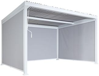 Alu Pergola HWC-L41 mit 3x Seitenwand, Lamellen-Pavillon, stabiles 8cm-Metall-Gestell 3x3m ~ weiß