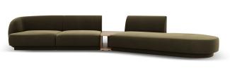 Micadoni Modulares Sofa Miley 4-Sitzer mit 1 Armlehne Rechts Samtstoff Grün