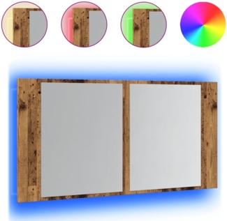 vidaXL LED-Spiegelschrank Altholz-Optik 90x12x45 cm Holzwerkstoff 856284