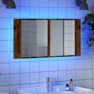 vidaXL LED-Spiegelschrank Altholz-Optik 90x12x45 cm Holzwerkstoff 856284