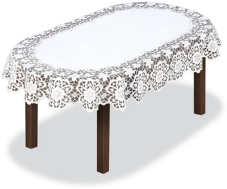 HAFT Tischdecke Oval 100x150 cm Weiß Jacquard-Tischdecke
