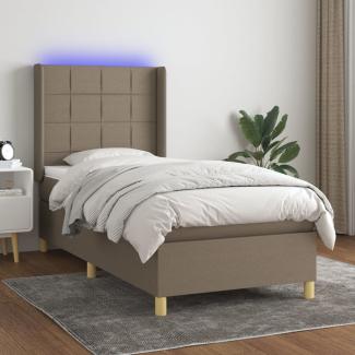 vidaXL Boxspringbett mit Matratze & LED Taupe 100x200 cm Stoff 3138857