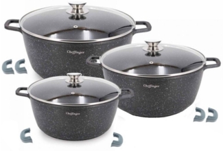 Cheffinger 6-tlg. Kochtopfset 24-28-32CM Topf Induktion Alu Guss Pfanne