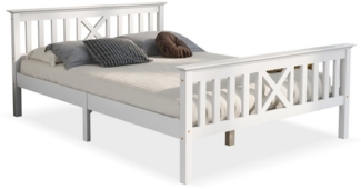 Flieks Massivholzbett, Doppelbett Kinderbett mit Lattenrost 140x200cm Kiefer