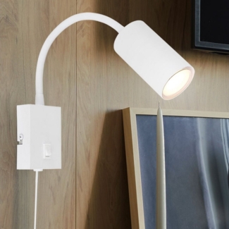 Wandleuchte, weiß, flexibel verstellbar, Stromkabel, H 44 cm