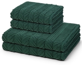 Ross Sensual Skin Zopf 4 tlg. Frottier-Set - 2 X Handtuch (50 X 100cm), 2 X Duschtuch (75 X 140cm) - 500 g/m2 - Moosgrün