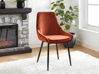 Vente-unique - Stuhl 2er-Set - Samt & Schwarzes Metall - Terracotta - MASURIE