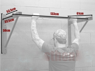 Klimmzugstange Wandmontage Reckstange Pull up bar -für Innen u. Aussen, rostfrei