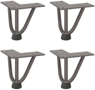 vidaXL Haarnadelbeine für Couchtisch 4 Stk. Naturstahl 10 cm Massivstahl 4012431