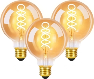 ZMH 3er-Pack E27 LED-Vintage-Glühbirnen, Retro-Edison-Glühbirne G80, 4 W, dekorative Globe-Glühfadenlampen, Warmweiß 2200 K, ideal für Nostalgie