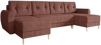 Ecksofa Jazon U Cord mit Bettkasten und Schlaffunktion (Farbe: Poso 29)