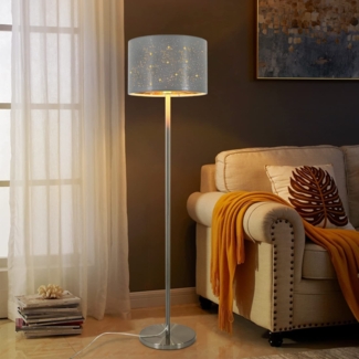 ZMH Stehlampe Wohnzimmer Modern Stehleuchte - Standleuchte aus Stoffschirm im Graugold Stern Design 144cm Standlampe mit E27 Fu?schalter und Stecker fr Schlafzimmer Kinderzimmer Arbaitzimmer Flur