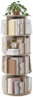 GarveeMore Bücherregal 4-stöckiger drehbarer Bücherregalturm Vertikal um 360° für KleineRäume, 46x46x127CM vertikal spiralförmiger Bücherregal-Organizer aus Holz