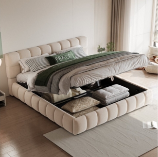 Flieks Polsterbett, Hydraulisches Doppelbett 140x190 cm, geeignet für eingebettete Matratze