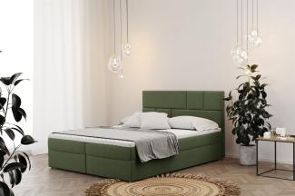 Boxspringbett Schlafzimmerbett CALVIN 160x220cm in Stoff Matt Velvet Olive