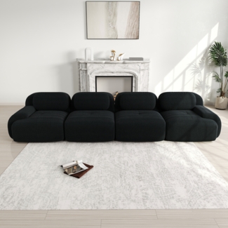 4-Sitzer-Sofa, Aus weichem Cordstoff 32D hochelastische Polsterung haustierfreundlich und ergonomisch vakuumverpackt frei kombinierbar ohne Montage für Schlafzimmer und Büro, Cordstoff, Black