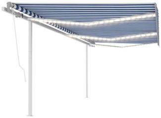 vidaXL Markise Manuell Einziehbar mit LED 6x3,5 m Blau und Weiß 3070081