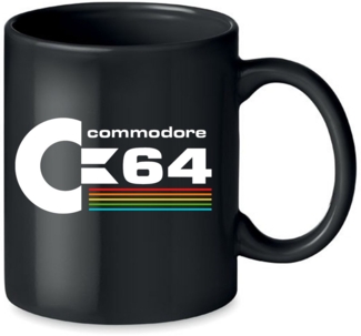 Blondie & Brownie Tasse Commodore 64 Konsole Amige Super Retro in Schwarz und weiß, Keramik