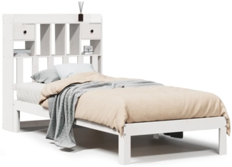 vidaXL Massivholzbett mit Regal ohne Matratze Weiß 75x190 cm Kiefer 3322586