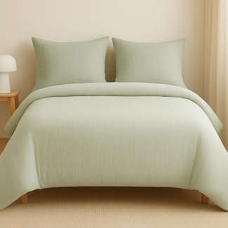 Sandiik Bettwäsche Musselin Bettwäsche in Salbeigrün, 100% Biobaumwolle