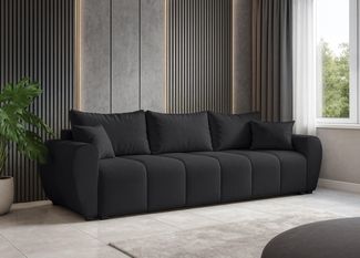 AX LIVING Malatya Big Sofa mit Schlaffunktion Schlafsofa in Schwarz 246cm