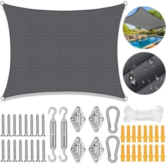 Sonnensegel Set Sonnenschutz 3x4m Rechteckig Wasserdicht Garten Terrasse