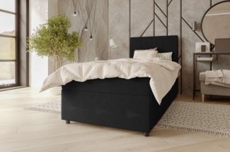 99rooms Kira Mini Boxspringbett Cordstoff POSO Schwarz 120x200 cm