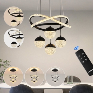 JDONG LED Pendelleuchte esstisch Hängeleuchte Schwarz/Gold 54W 100CM Dimmbar, LED fest integriert, Kaltweiß, Warmweiß, Neutralweiß, Tageslichtweiß, Pendellampe mit Downlight Höhenverstellbare Hängelampe für Wohnzimmer