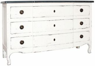 Casa Padrino Landhausstil Shabby Chic Kommode mit 3 Schubladen Antik Weiß / Schwarz 130 cm