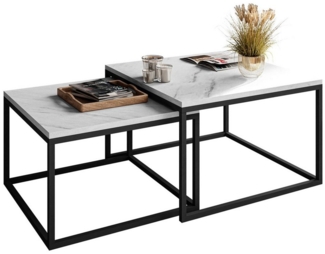 Lookway Couchtisch YOSHI 2in1 Levanto Marmor (2er-Set), Breite: 70 cm und 60 cm