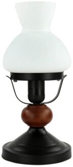 Licht-Erlebnisse Nachttischlampe PETRONEL, ohne Leuchtmittel, Tischlampe Braun Holz Metall Glas Landhaus Rustikal