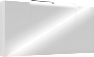 byLIVING Spiegelschrank Spree/Korpus matt weiß mit Spiegeltüren/Hängeschrank mit Soft-Close-Funktion/Inklusive LED-Beleuchtung/Badschrank mit Stecker- und Schalterdose/B 120, H 60, T 20 cm (Weiß)