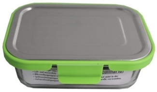 Neuetischkultur Frischhaltedose Frischhaltedose Grün 620 ml, Glas, (Stück, 1-tlg, 1 Frischhaltedose mit Deckel), Lebensmitteldose Mikrowellendose Ofenform Gefrierdose