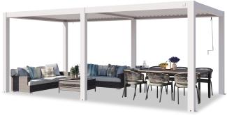 PRIMEYARD Pergola 3x6 m Aluminium Pfosten mit Lamellendach aus Aluminium weiße Terrassenüberdachung