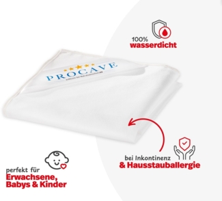 Matratzenauflage wasserdicht atmungsaktiver Matratzentopper Made in Germany div. Größen PROCAVE, Matratzenschoner wasserundurchlässig, waschbar, 90x200 cm