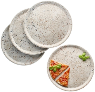 MamboCat Pizzateller 4x Pizzateller Stone Drops Ø33cm 4 Personen XL-Teller 3D Steinoptik