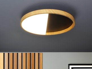 ECO Light 9350 M NERO LED-Deckenleuchte VISTA rund schwarz holz 3000K 40cm