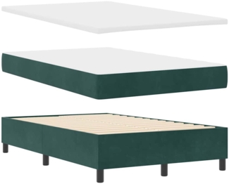 vidaXL Boxspringbett mit Matratze Dunkelgrün 120x190 cm Samt 3344501