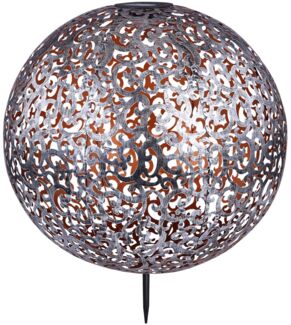 LED Solar-Stecklampe, Kugel, silber, 40 cm