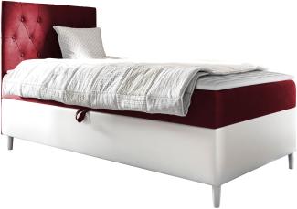 Boxspringbett 'Lenda Junior 1', rot, 90 x 200 cm, Links