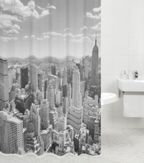 Sanilo Duschvorhang Skyline New York 180x200 cm, 100% wasserdicht, Anti-Schimmel-Effekt, hochwertige Qualität