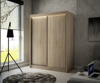 ALTDECOR Schiebetürenschrank BEROG (Kleiderschrank Garderobenschrank mit viel Stauraum Moderner Schrank) Vielseitiger Schwebetürenschrank LED Beleuchtung Schlafzimmer