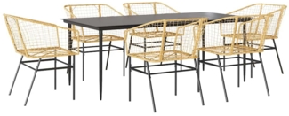 vidaXL 7-teiliges Garten-Esszimmerset Braunes Polyrattanglas 3334497