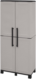 Dmora Askan-Außengarderobe, Besenschrank, 2-türiger Außenschrank, 100 % Made in Italy, 68 x 37 x 169 cm, Hellgrau und Schwarz, gestreifte Oberfläche