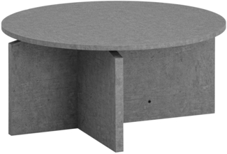 Couchtisch 70 x 70 x 33 cm Grau Sofatisch in Beton-Optik Modern, Design Wohnzimmertisch Rund, Loungetisch Groß, Kaffeetisch Beistelltisch