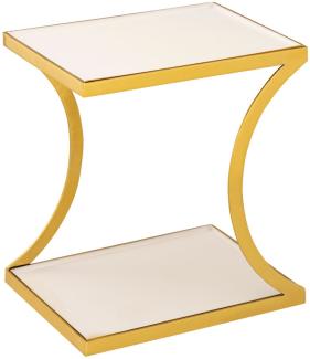 Soma Beistelltisch Dekotisch eckig 40 H 45 cm Lampentisch Sofatisch Eden Tisch Metall gold und Emaille (BxHxL) 40 x 45 x 30