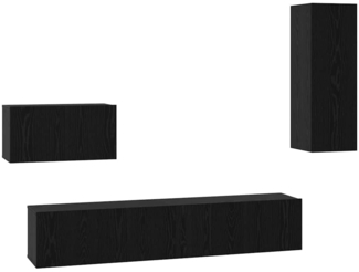 vidaXL Wand TV Schrank 4 pcs Schwarze Eiche 200 x 30 x 30 cm 3393466