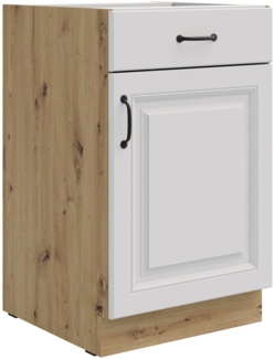 Unterschrank 50 Stilo Weiß + Eiche Artisan Küchenzeile Vollauszug Soft-Close